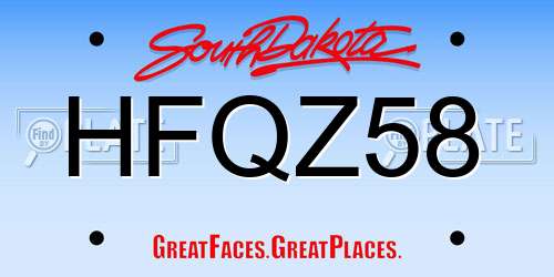 HFQZ58 South Dakota License Plate