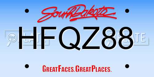 HFQZ88 South Dakota License Plate