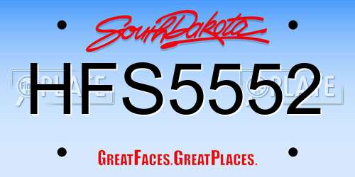 HFS5552 South Dakota License Plate