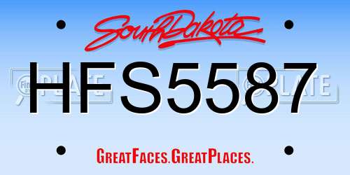 HFS5587 South Dakota License Plate