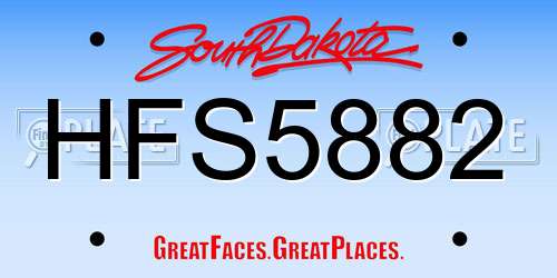 HFS5882 South Dakota License Plate