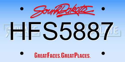 HFS5887 South Dakota License Plate