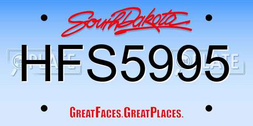 HFS5995 South Dakota License Plate