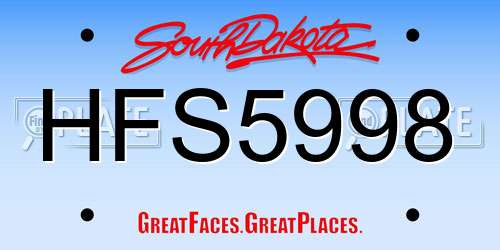 HFS5998 South Dakota License Plate
