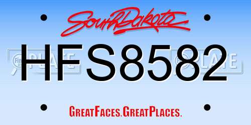HFS8582 South Dakota License Plate
