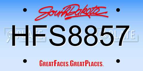 HFS8857 South Dakota License Plate