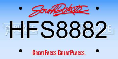 HFS8882 South Dakota License Plate