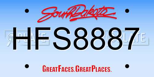 HFS8887 South Dakota License Plate