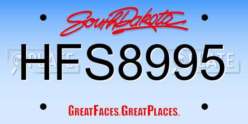 HFS8995 South Dakota License Plate
