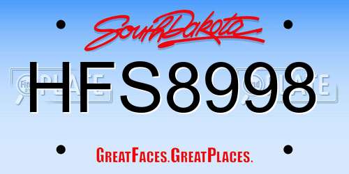 HFS8998 South Dakota License Plate
