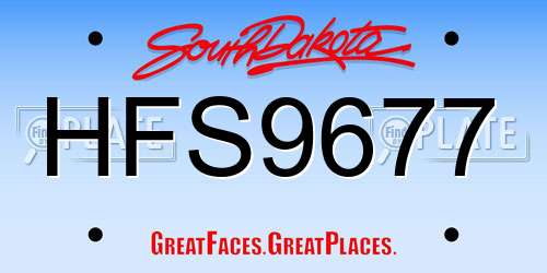 HFS9677 South Dakota License Plate