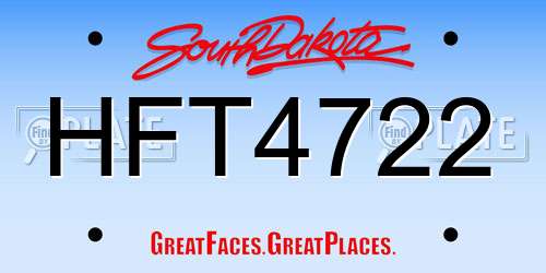 HFT4722 South Dakota License Plate