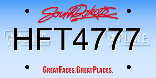 HFT4777 South Dakota License Plate