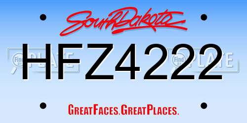 HFZ4222 South Dakota License Plate