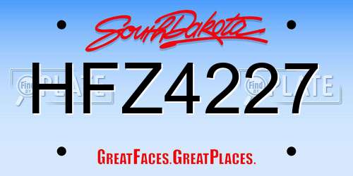 HFZ4227 South Dakota License Plate