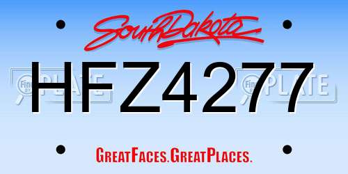 HFZ4277 South Dakota License Plate