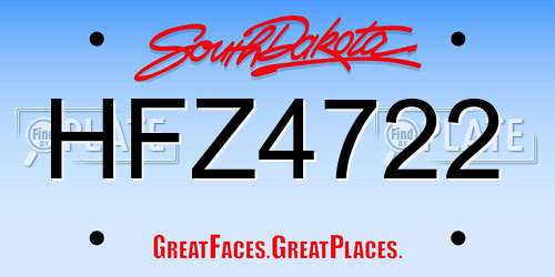 HFZ4722 South Dakota License Plate