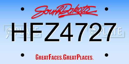 HFZ4727 South Dakota License Plate