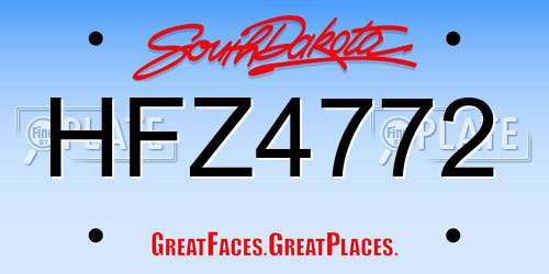HFZ4772 South Dakota License Plate