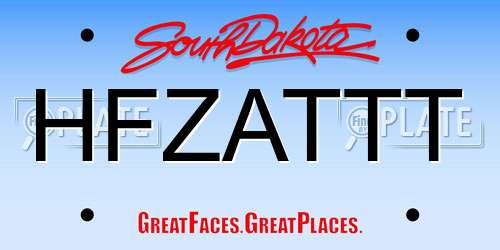HFZATTT South Dakota License Plate