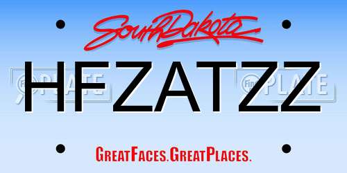 HFZATZZ South Dakota License Plate