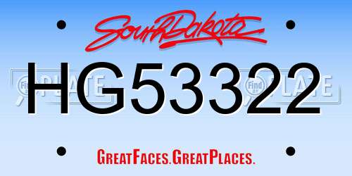 HG53322 South Dakota License Plate
