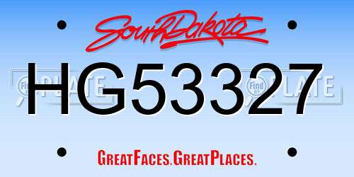 HG53327 South Dakota License Plate