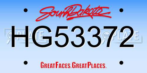 HG53372 South Dakota License Plate