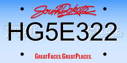 HG5E322 South Dakota License Plate