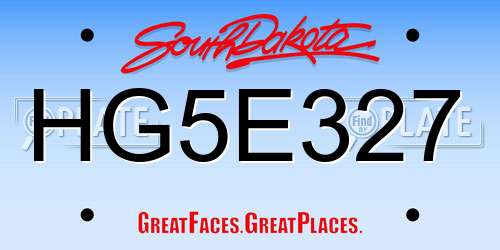 HG5E327 South Dakota License Plate