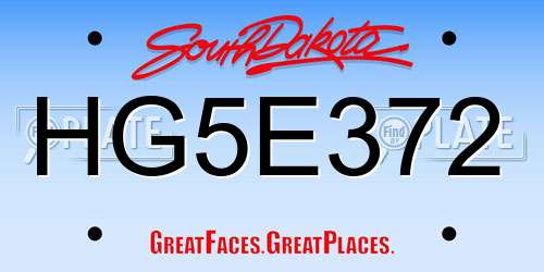 HG5E372 South Dakota License Plate
