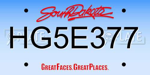 HG5E377 South Dakota License Plate