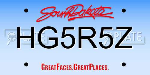 HG5R5Z South Dakota License Plate