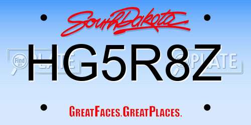 HG5R8Z South Dakota License Plate