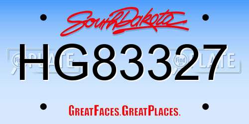 HG83327 South Dakota License Plate