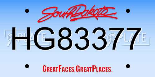 HG83377 South Dakota License Plate