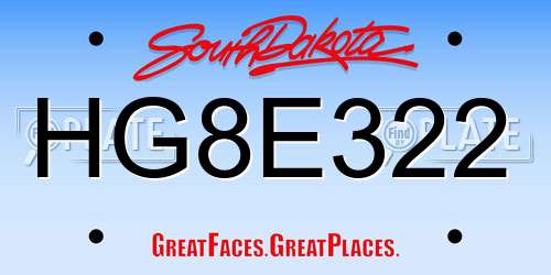 HG8E322 South Dakota License Plate