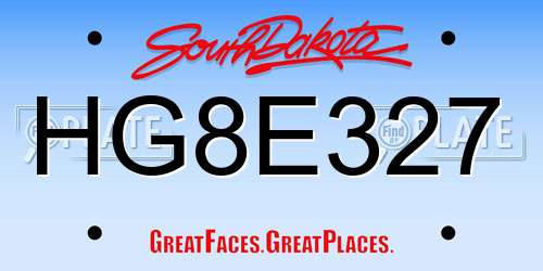 HG8E327 South Dakota License Plate