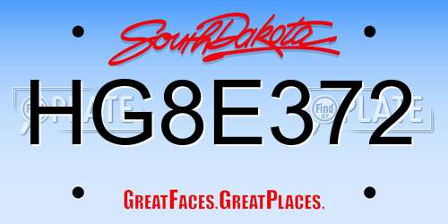 HG8E372 South Dakota License Plate