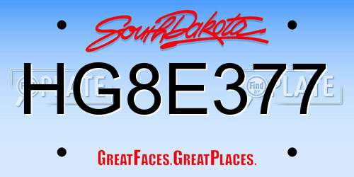 HG8E377 South Dakota License Plate
