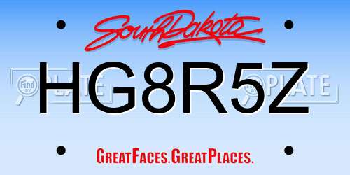 HG8R5Z South Dakota License Plate