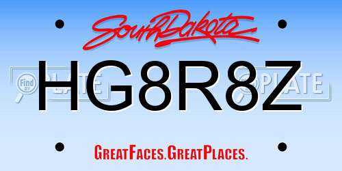 HG8R8Z South Dakota License Plate