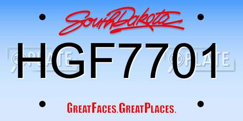 HGF7701 South Dakota License Plate