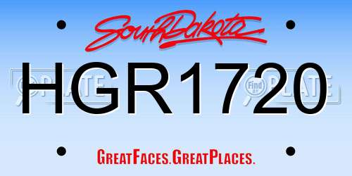 HGR1720 South Dakota License Plate