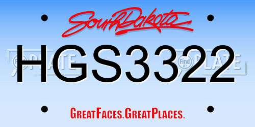 HGS3322 South Dakota License Plate