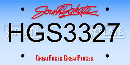 HGS3327 South Dakota License Plate