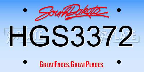 HGS3372 South Dakota License Plate