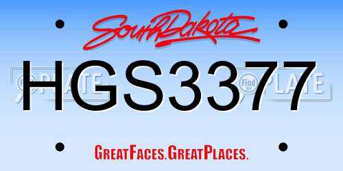 HGS3377 South Dakota License Plate