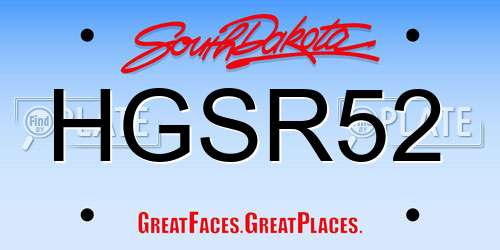 HGSR52 South Dakota License Plate
