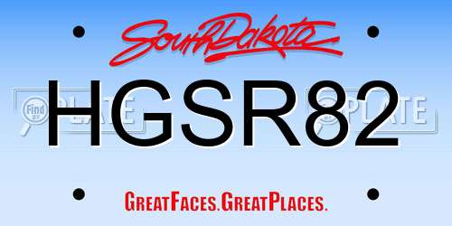 HGSR82 South Dakota License Plate